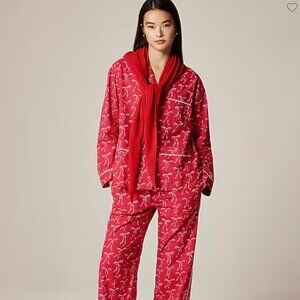 EUC J.Crew Cotton Poplin Long Sleeve Pajama Pant Set in Vintage Bow Print